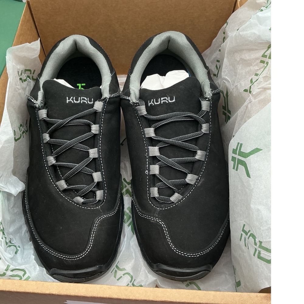 Kuru Quantum Mens Walking Shoes‎ Black Nubuck Leather Sneakers 12.5 Wide